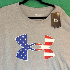 Under Armour 3XL Men's USA Freedom Flag Logo Patriotic America T-Shirt Gray NWT